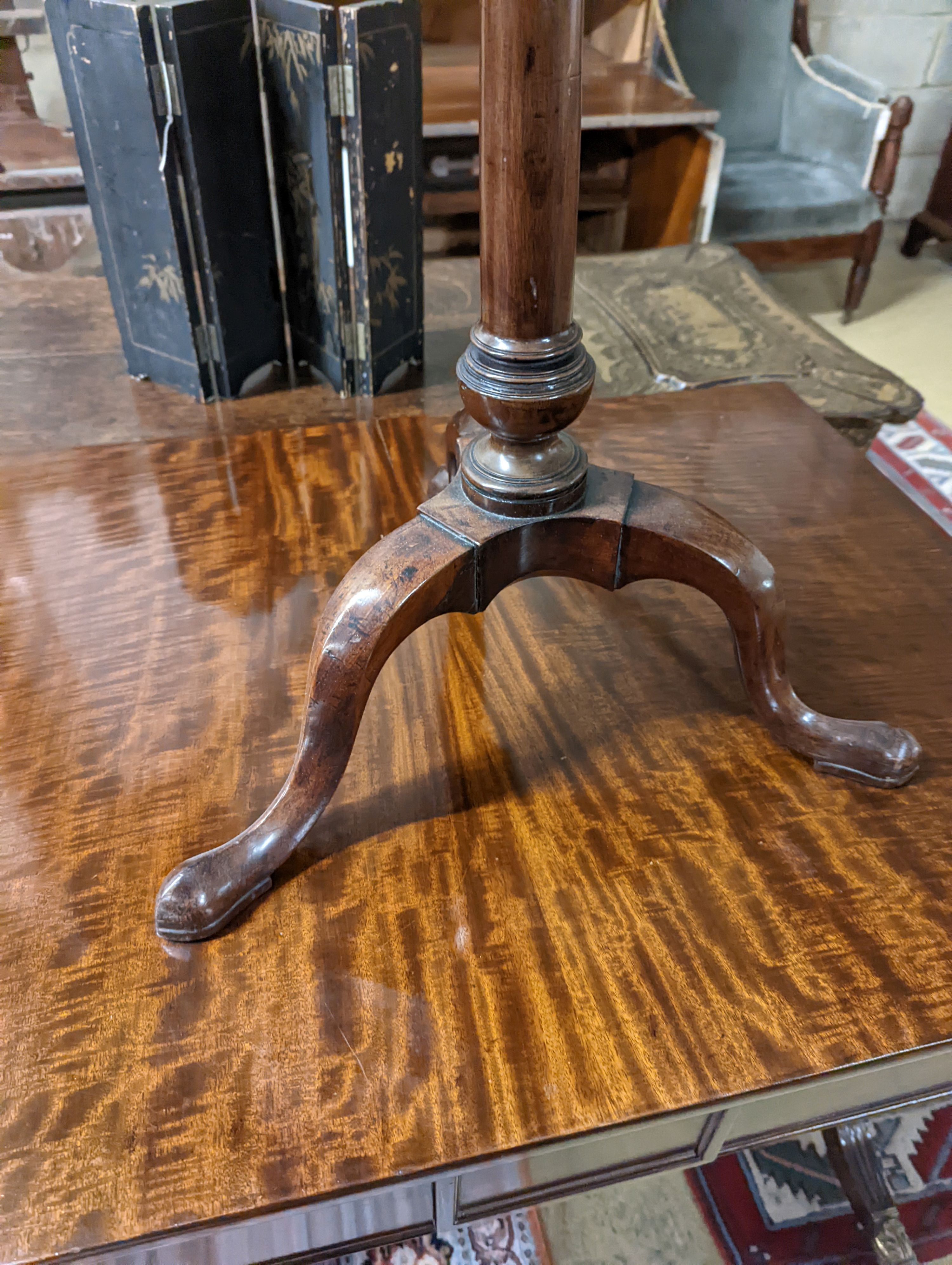 A George III and later mahogany Tripod Wine Table. Diameter - 49cm, Height - 67cm.